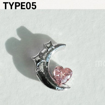 Make.N X Pochit Heart Crush Parts 87.5 Moon & Heart Nail Charm | Make.N