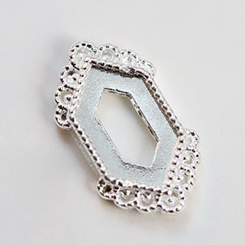 Make.N Corner Lace Swarovski Frame Parts Gold en Silver Long Hexagon Stone Frame set (08-2Silver) | Make.N