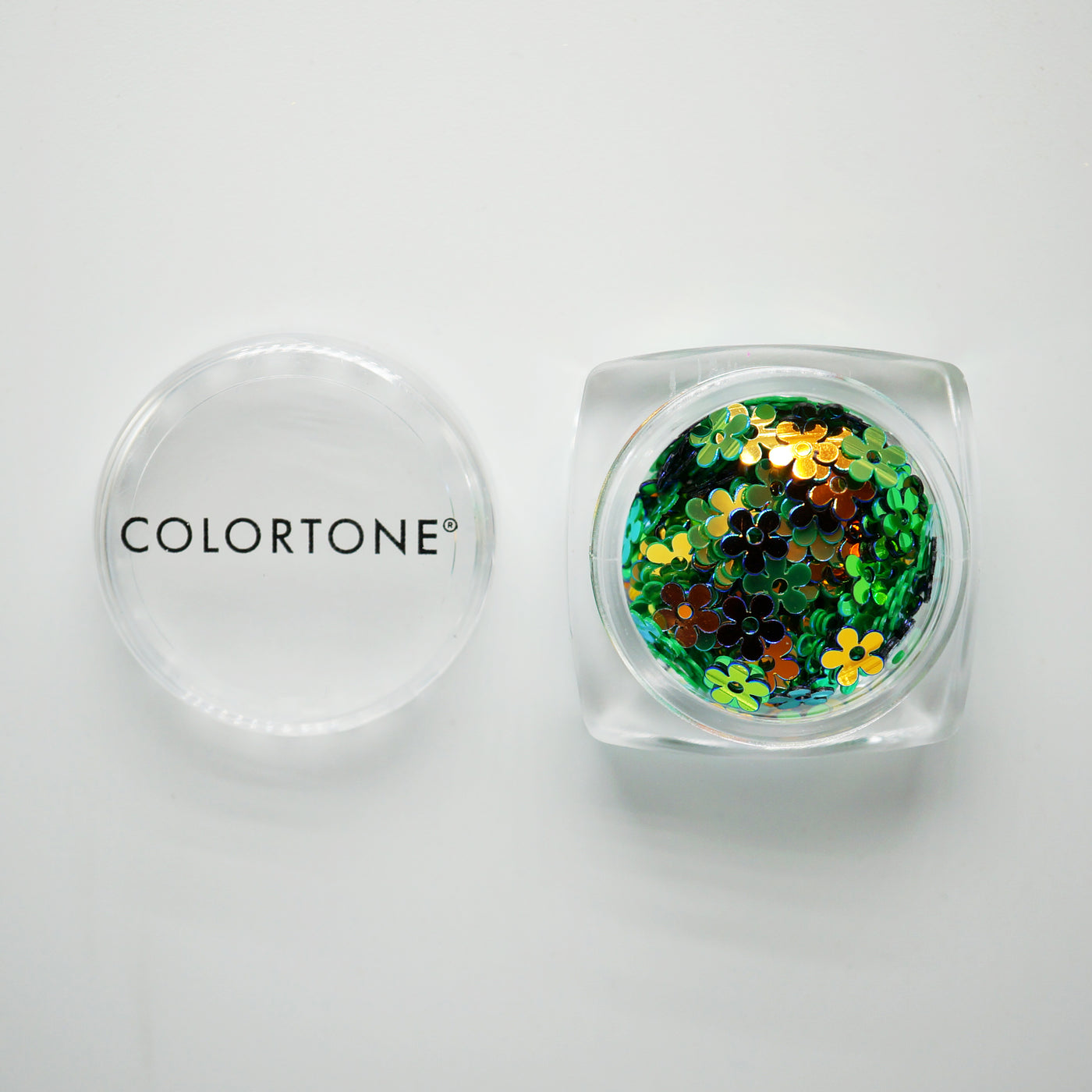 Green Flowers - Inlay Glitter Potje | Colortone