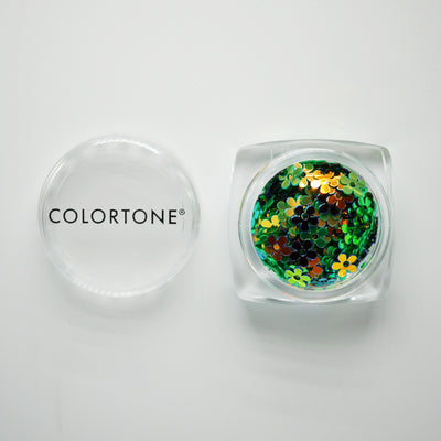 Green Flowers - Inlay Glitter Potje | Colortone